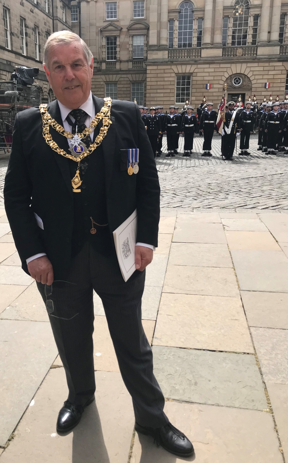 The GMM in front of the troops outside St Giles Cathedral